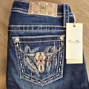 Miss Me Women's Blue Embroidered Jeans